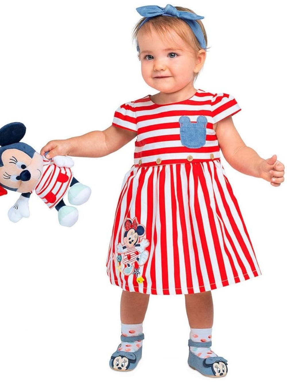 Disney Baby Striped Minnie Mouse Baby Dress Set Size 9-12M
